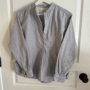 Muji Light Gray Women's Casual Henley Button Shirt